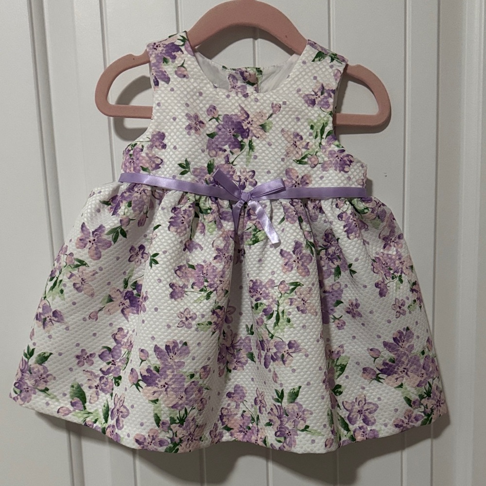Bonnie Baby Floral Dress with Pink and Green Accents